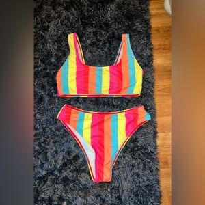 Rainbow pattern bikini both top and bottom size small